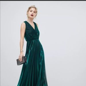 Forest Green shimmer wrap maxi dress